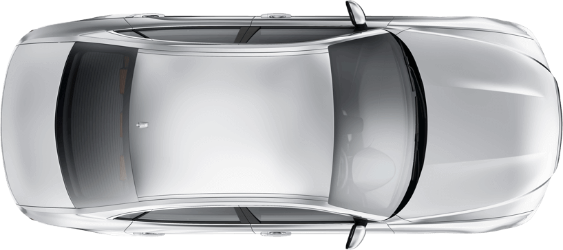 Aerial image of a silver car